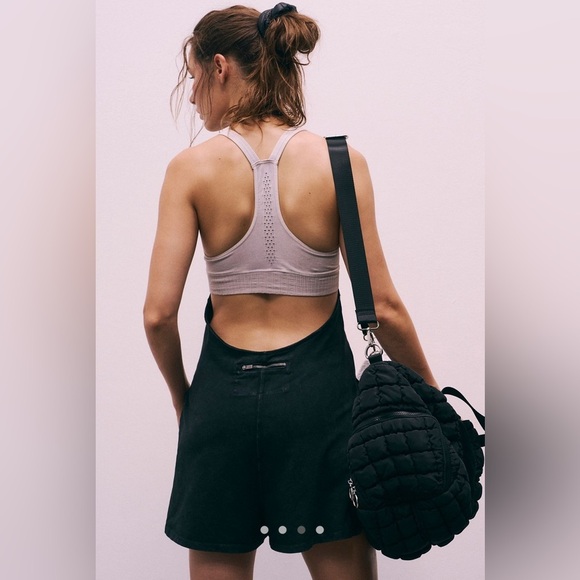 NWOT FREE PEOPLE FP Movement Hot Shot Halter Romper Black Large - Picture 3 of 10